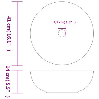 Opzetwasbak rond &Phi;41x14 cm keramiek wit en geel 6