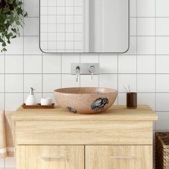 Opzetwasbak rond &Phi;41x14 cm keramiek bruin en blauw 1