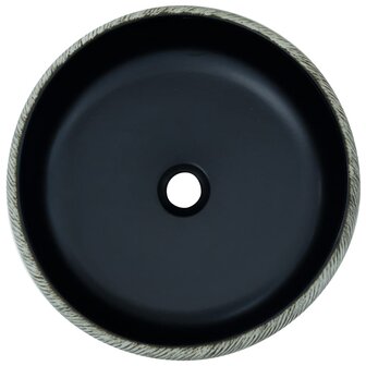 Opzetwasbak rond &Phi;41x14 cm keramiek zwart en grijs 4