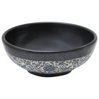 Opzetwasbak rond &Phi;41x14 cm keramiek zwart en blauw 3