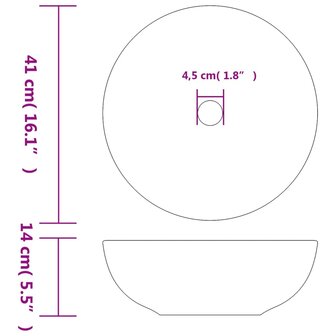 Opzetwasbak rond &Phi;41x14 cm keramiek zwart en blauw 6