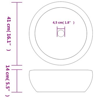Opzetwasbak rond &Phi;41x14 cm keramiek zwart en blauw 6
