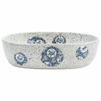 Opzetwasbak ovaal 47x33x13 cm keramiek grijs en blauw 3