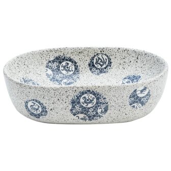 Opzetwasbak ovaal 47x33x13 cm keramiek grijs en blauw 4