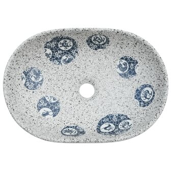 Opzetwasbak ovaal 47x33x13 cm keramiek grijs en blauw 6