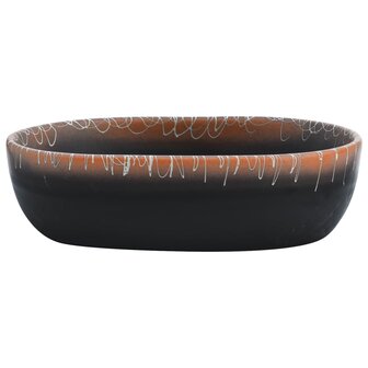 Opzetwasbak ovaal 47x33x13 cm keramiek zwart en oranje 3