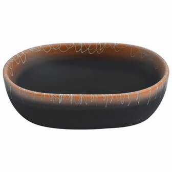 Opzetwasbak ovaal 47x33x13 cm keramiek zwart en oranje 4