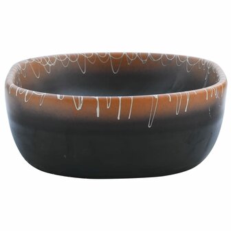 Opzetwasbak ovaal 47x33x13 cm keramiek zwart en oranje 5