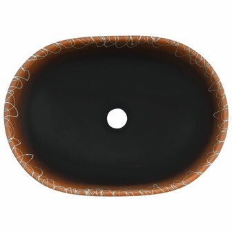 Opzetwasbak ovaal 47x33x13 cm keramiek zwart en oranje 6