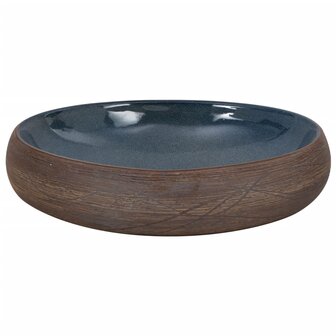 Opzetwasbak ovaal 59x40x15 cm keramiek bruin en blauw 4