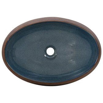 Opzetwasbak ovaal 59x40x15 cm keramiek bruin en blauw 6