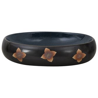 Opzetwasbak ovaal 59x40x15 cm keramiek zwart en blauw 3