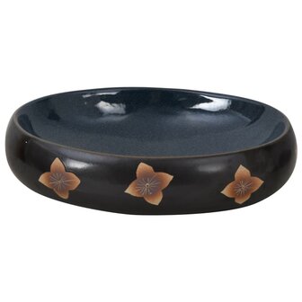 Opzetwasbak ovaal 59x40x15 cm keramiek zwart en blauw 4