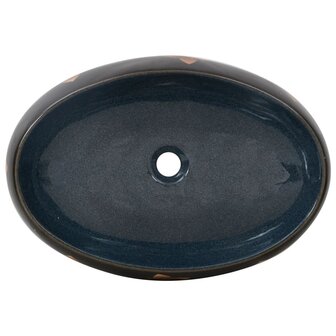 Opzetwasbak ovaal 59x40x15 cm keramiek zwart en blauw 6