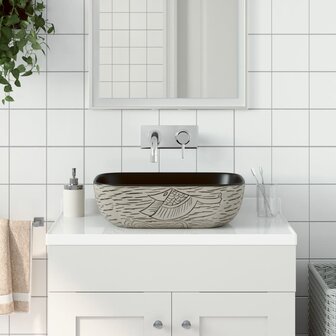 Opzetwasbak rechthoekig 48x37,5x13,5 cm keramiek grijs en zwart 1
