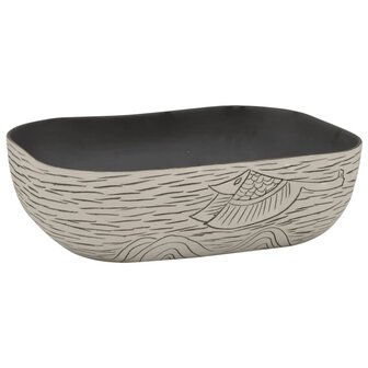Opzetwasbak rechthoekig 48x37,5x13,5 cm keramiek grijs en zwart 2
