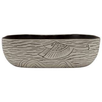 Opzetwasbak rechthoekig 48x37,5x13,5 cm keramiek grijs en zwart 3
