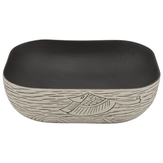 Opzetwasbak rechthoekig 48x37,5x13,5 cm keramiek grijs en zwart 4