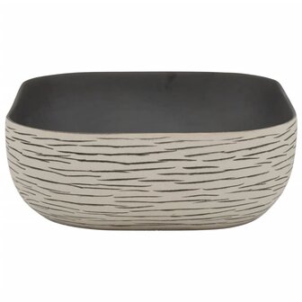 Opzetwasbak rechthoekig 48x37,5x13,5 cm keramiek grijs en zwart 5
