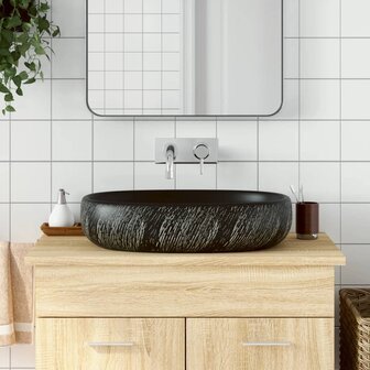 Opzetwasbak ovaal 59x40x14 cm keramiek zwart 1