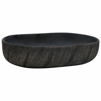 Opzetwasbak ovaal 59x40x14 cm keramiek zwart 2