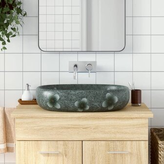 Opzetwasbak ovaal 59x40x14 cm keramiek blauw 1