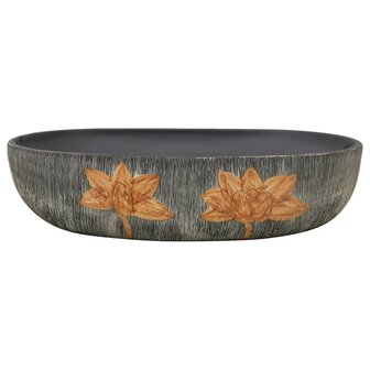 Opzetwasbak ovaal 59x40x14 cm keramiek grijs en zwart 3
