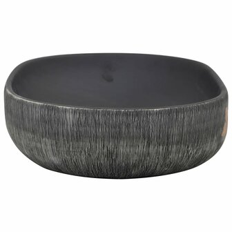 Opzetwasbak ovaal 59x40x14 cm keramiek grijs en zwart 5