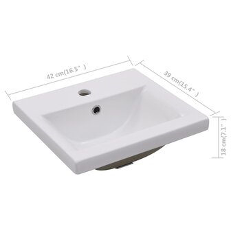 Inbouwwastafel 42x39x18 cm keramiek wit 7