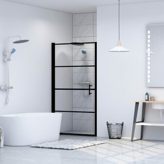 Douchedeur 81x195 cm gehard glas zwart 1