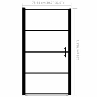 Douchedeur 81x195 cm gehard glas zwart 6
