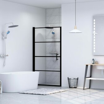 Douchedeur 91x195 cm gehard glas zwart 1