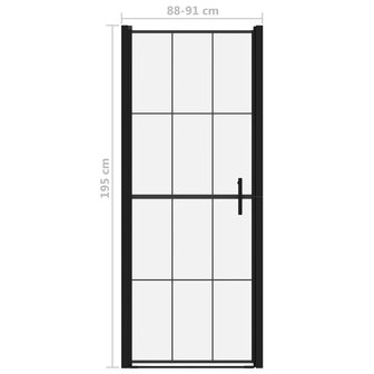 Douchedeur 91x195 cm gehard glas zwart 5