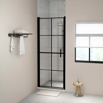 Douchedeuren 81x195 cm gehard glas zwart 1