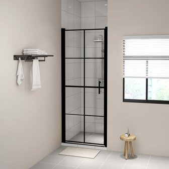Douchedeur 91x195 cm gehard glas zwart 1