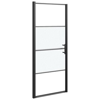 Douchedeur halfmat 81x195 cm gehard glas zwart 2