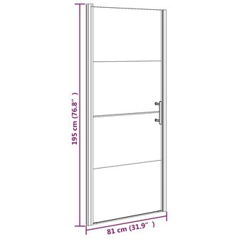 Douchedeur halfmat 81x195 cm gehard glas zwart 7