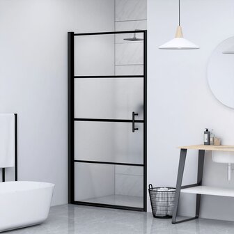 Douchedeur halfmat 91x195 cm gehard glas zwart 1