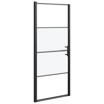 Douchedeur halfmat 91x195 cm gehard glas zwart 2