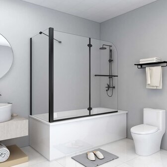 Douche klapwand 120x68x130 cm ESG zwart 1