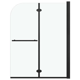 Douchewand inklapbaar 2 panelen 95x140 cm ESG zwart 2