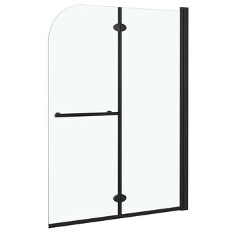 Douchewand inklapbaar 2 panelen 95x140 cm ESG zwart 3