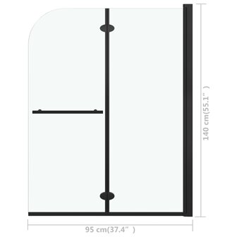 Douchewand inklapbaar 2 panelen 95x140 cm ESG zwart 7