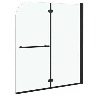 Douchewand inklapbaar 2 panelen 120x140 cm ESG zwart 3