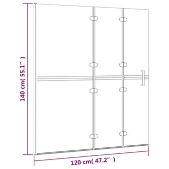 Douchewand inklapbaar 120x140 cm ESG wit 7