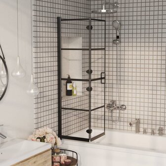 Douchewand inklapbaar 80x140 cm zwart 1