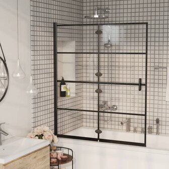 Douchewand inklapbaar 120x140 cm ESG zwart 3