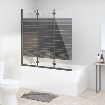 Douchewand inklapbaar 3 panelen 130x130 cm ESG zwart 1