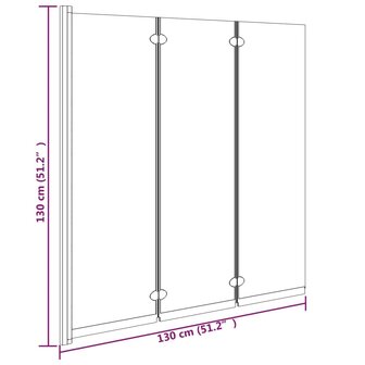 Douchewand inklapbaar 3 panelen 130x130 cm ESG zwart 8