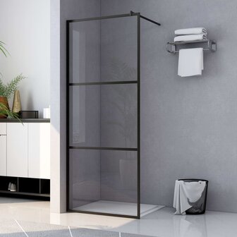 Inloopdouchewand transparant 80x195 cm ESG-glas zwart 1